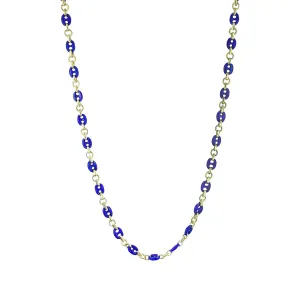 18K Yellow Gold and Blue Enamel Gucci Link Necklace