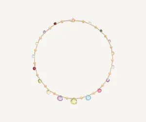 18K Yellow Gold Gemstone Graduated Necklace