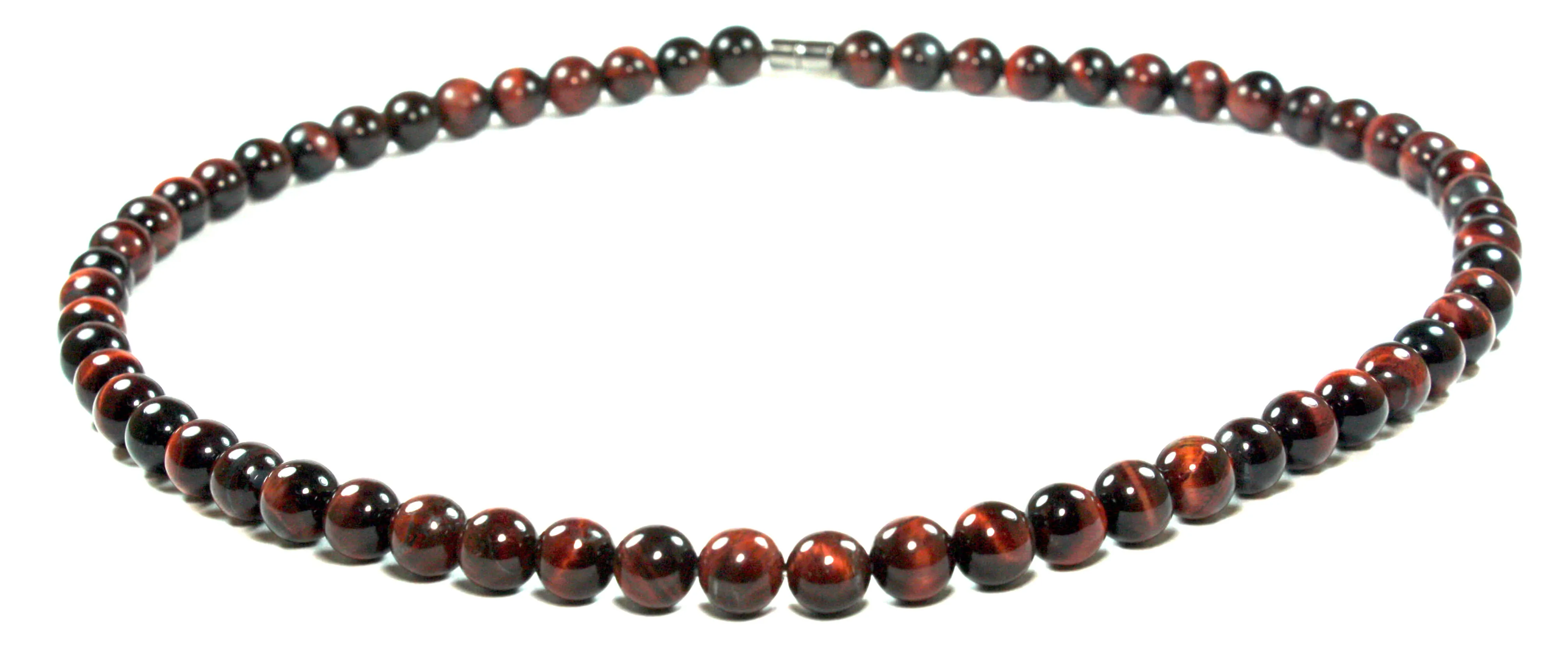 19 inch Red Tiger Eye Necklace 10mm