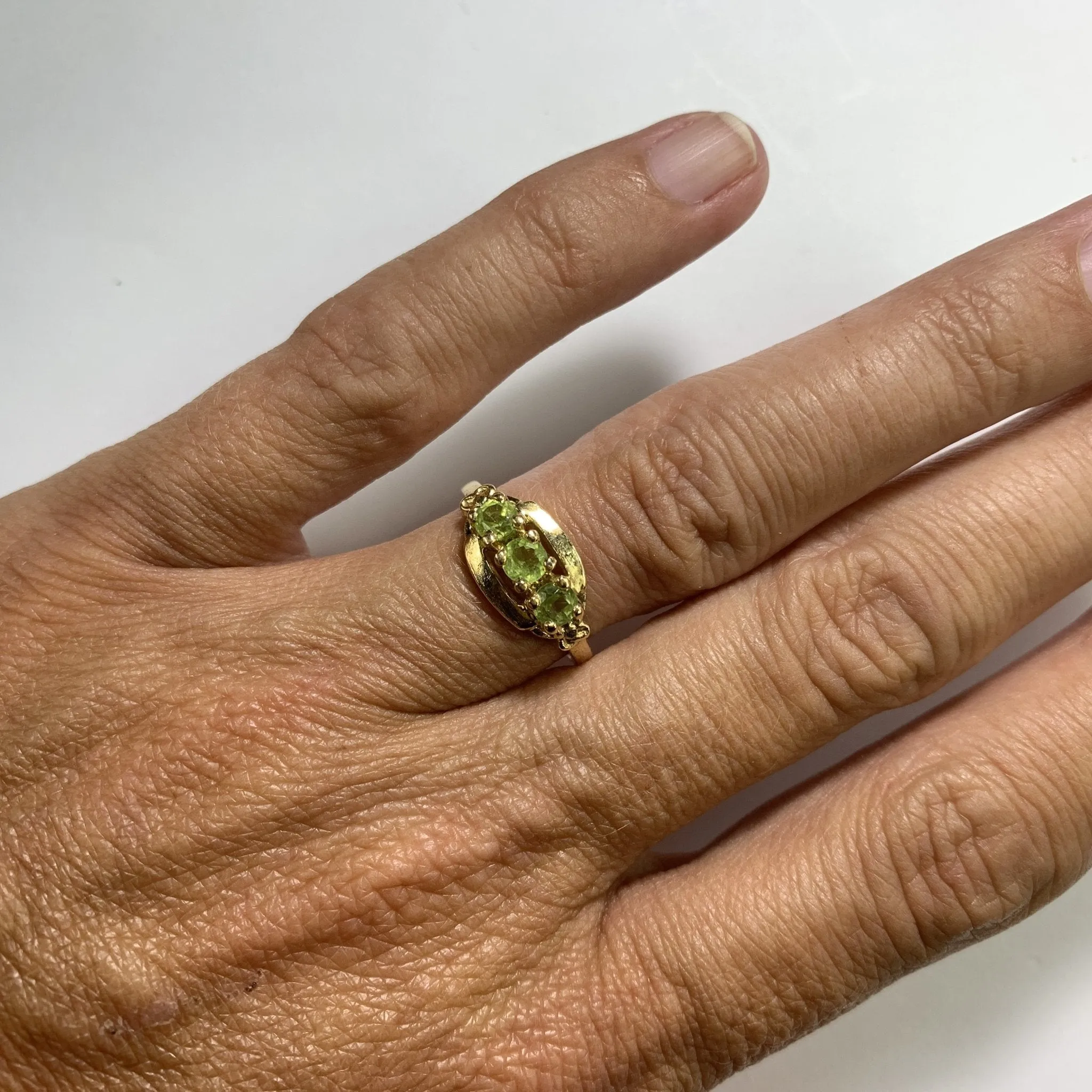 1960s Peridot Ring in a 14k Yellow Gold Setting.  August Birthstone. 16th Anniversary Gift. Estate Jewelry.