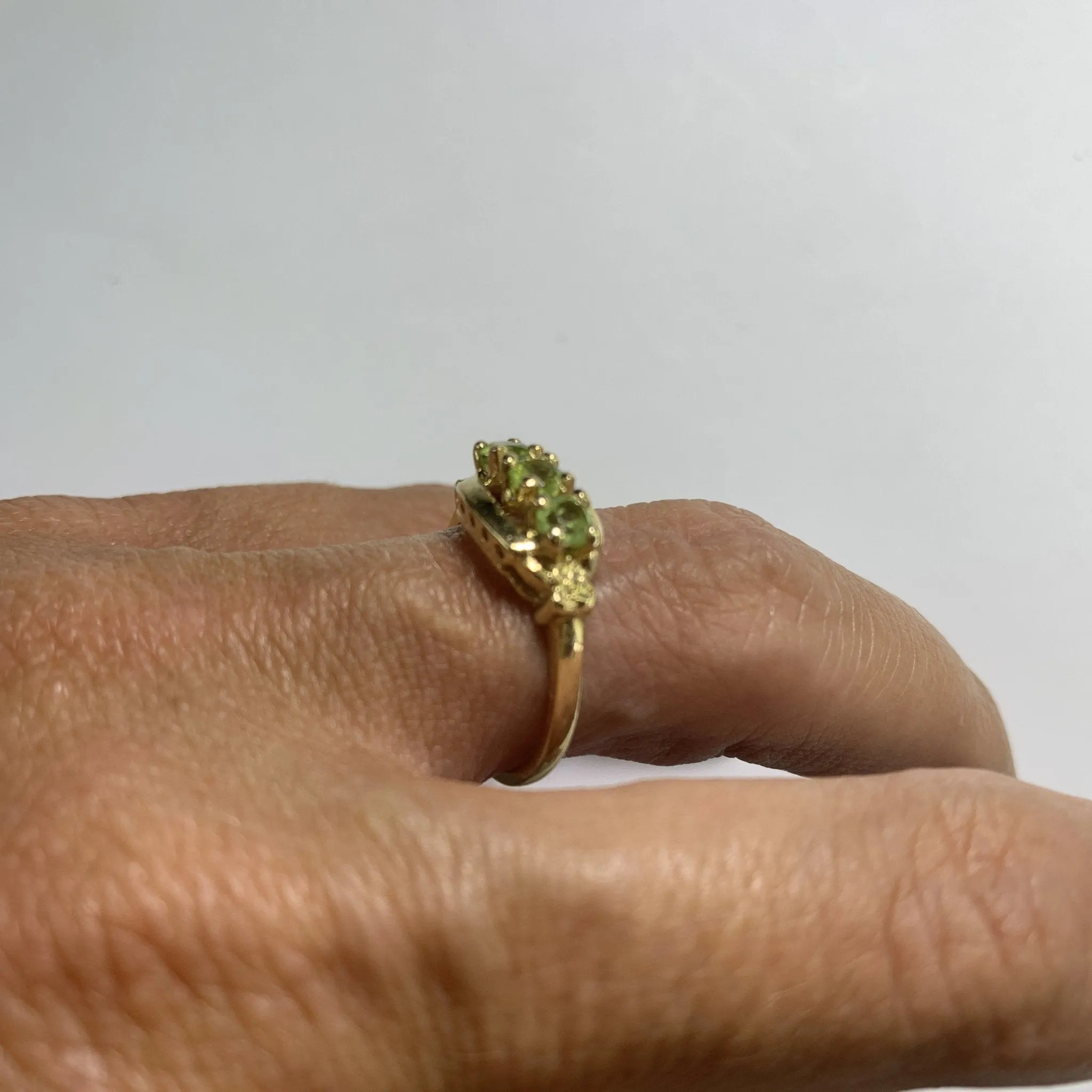 1960s Peridot Ring in a 14k Yellow Gold Setting.  August Birthstone. 16th Anniversary Gift. Estate Jewelry.