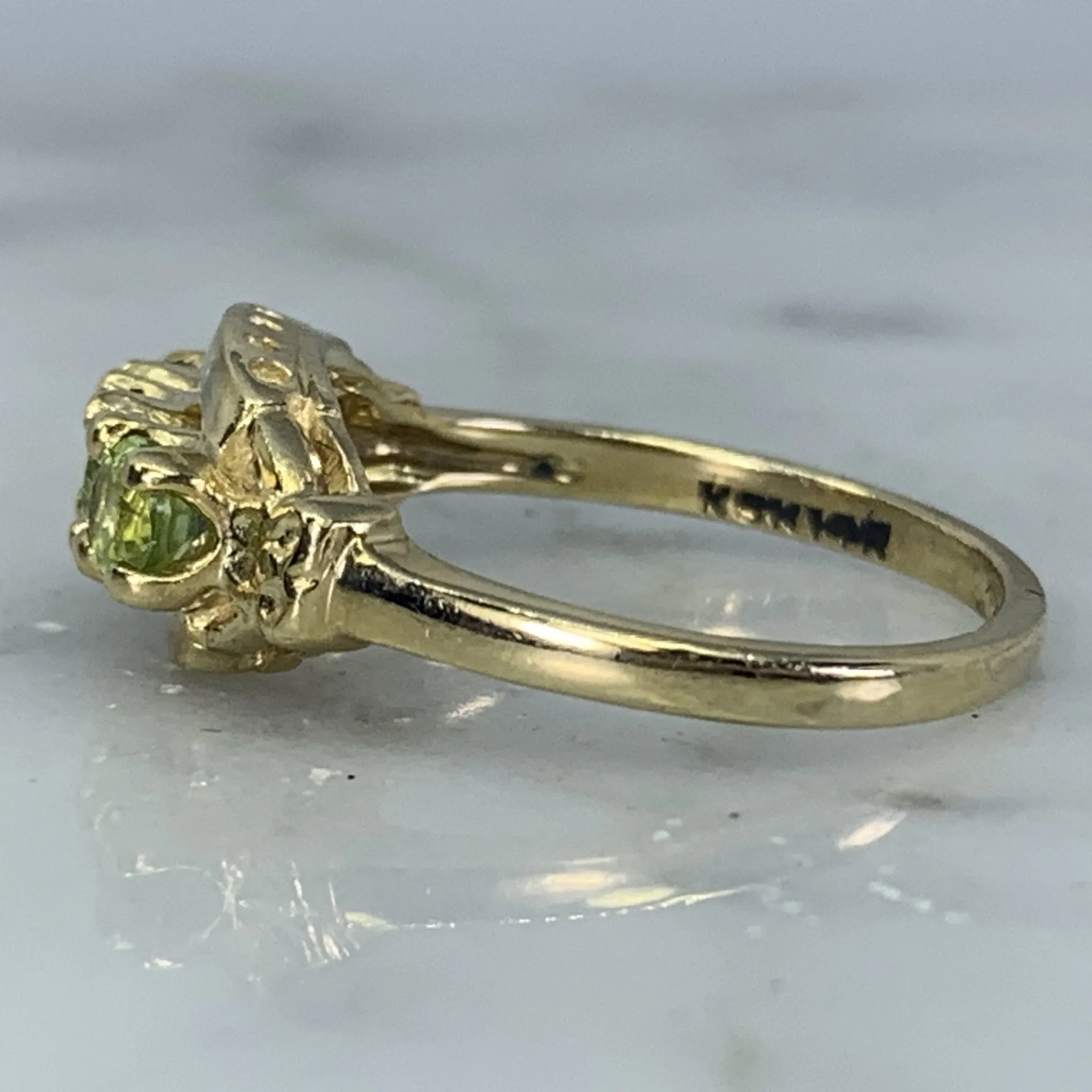 1960s Peridot Ring in a 14k Yellow Gold Setting.  August Birthstone. 16th Anniversary Gift. Estate Jewelry.