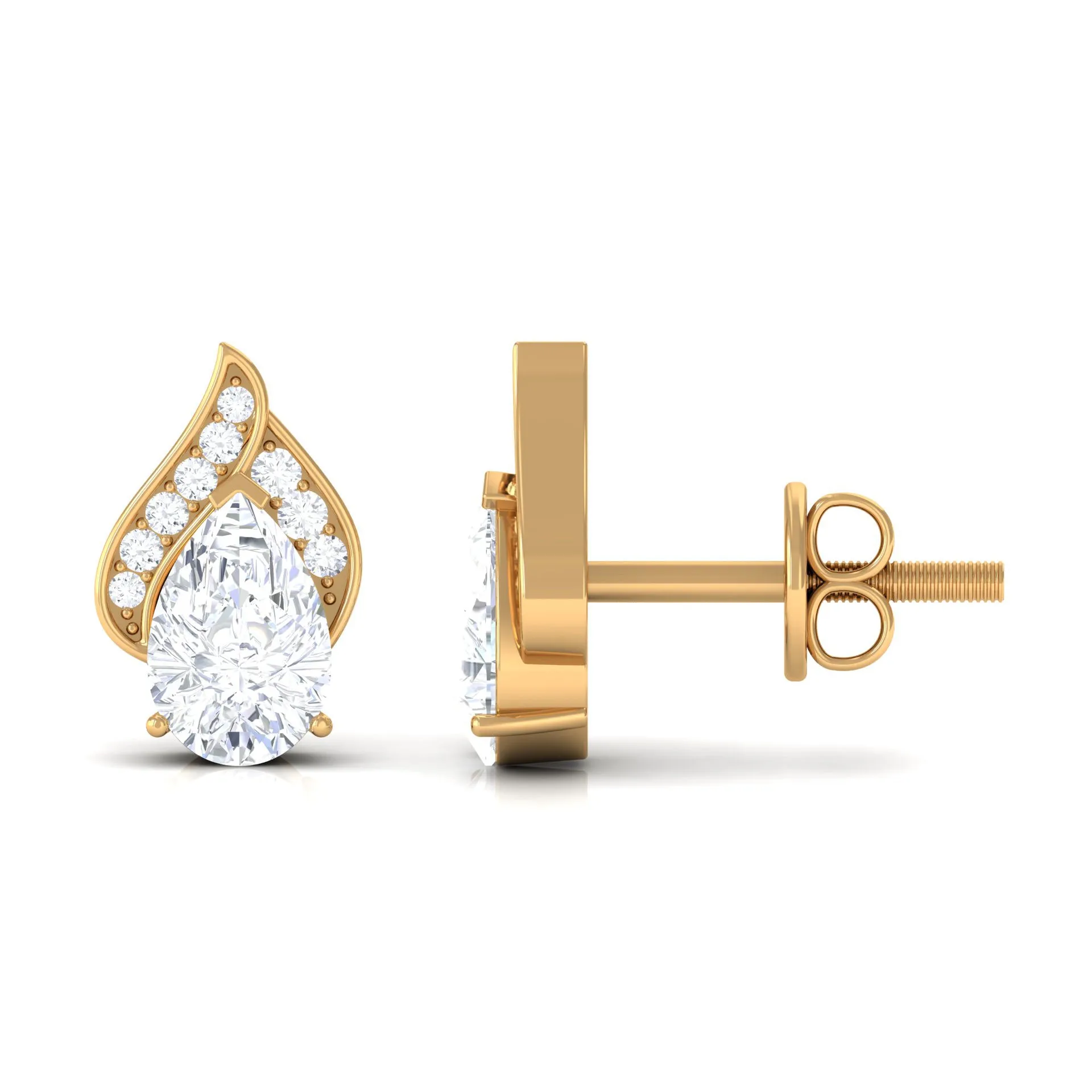 2 CT Classic Cubic Zirconia Stud Earrings in Gold