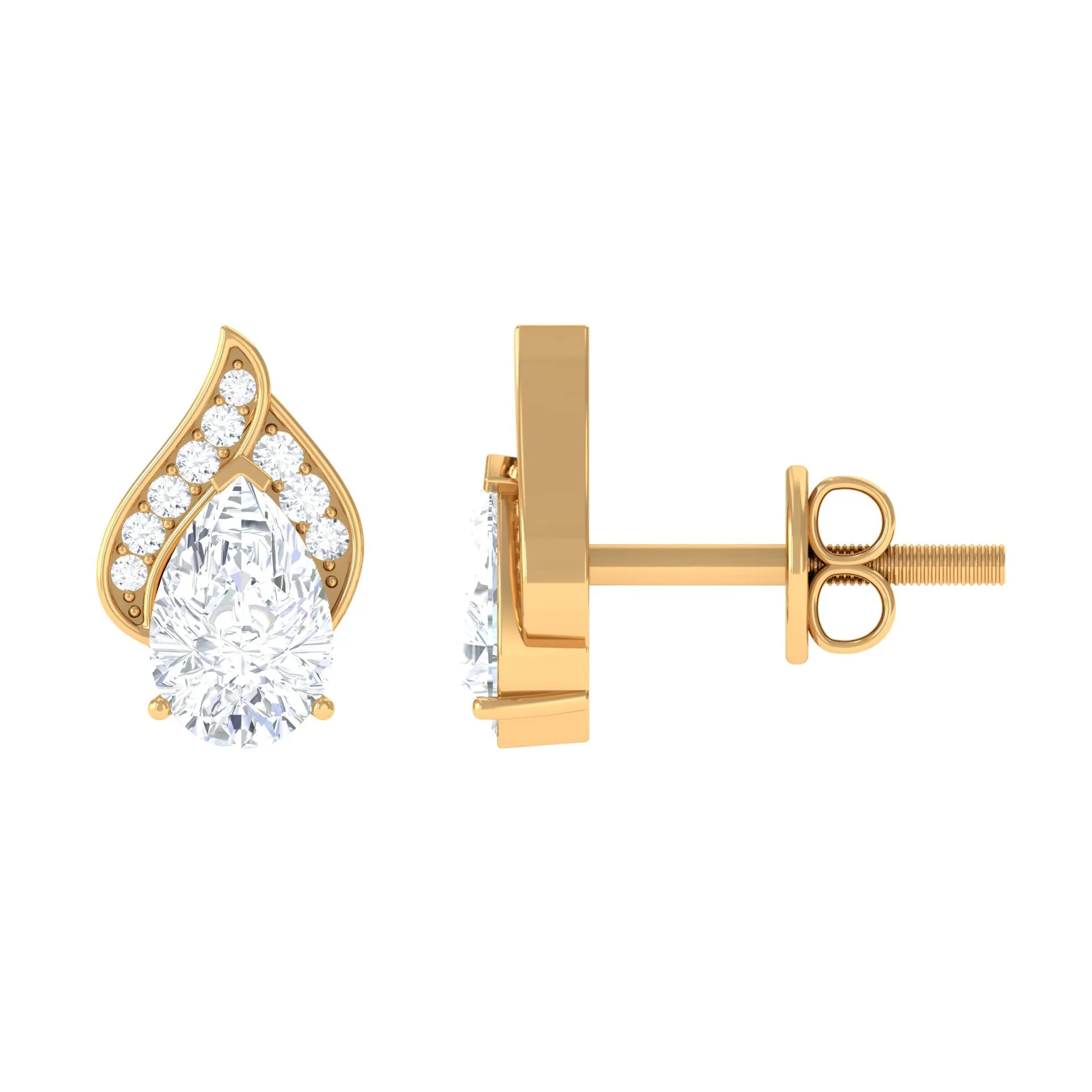 2 CT Classic Cubic Zirconia Stud Earrings in Gold