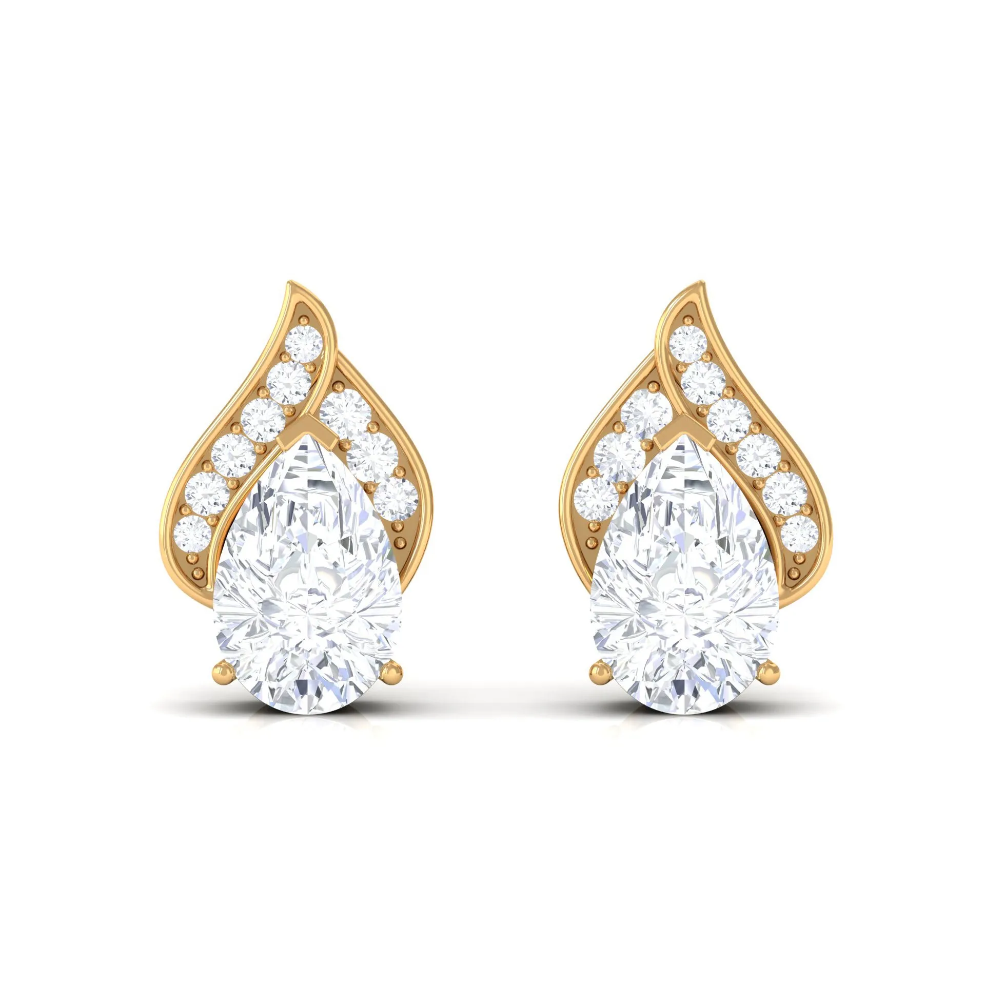 2 CT Classic Cubic Zirconia Stud Earrings in Gold