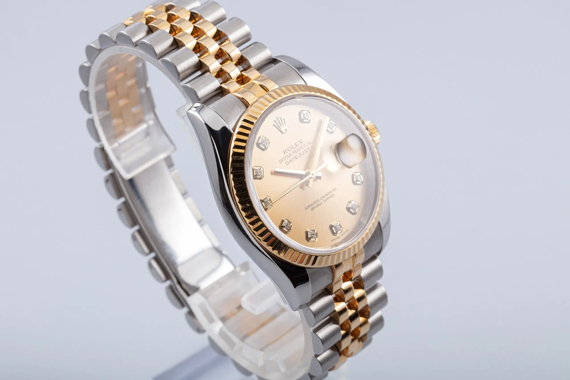 2008 Two Tone Champagne Diamond Dial DateJust 116233 Box & Card