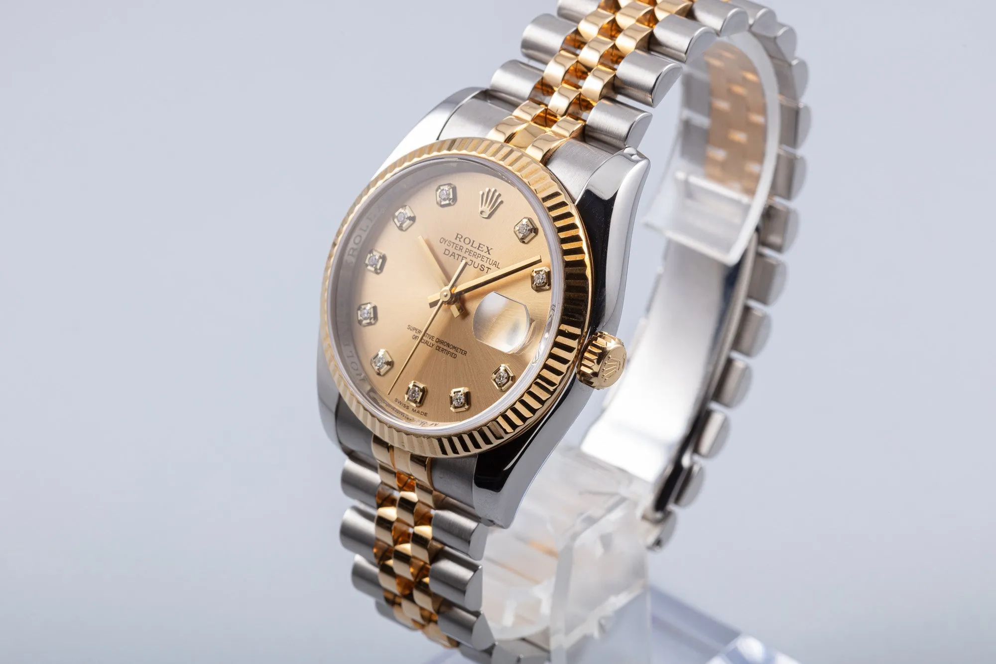 2008 Two Tone Champagne Diamond Dial DateJust 116233 Box & Card