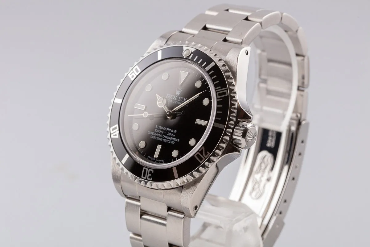 2008 Unpolished Rolex Submariner 14060M 4 Line Dial with Box and Papers