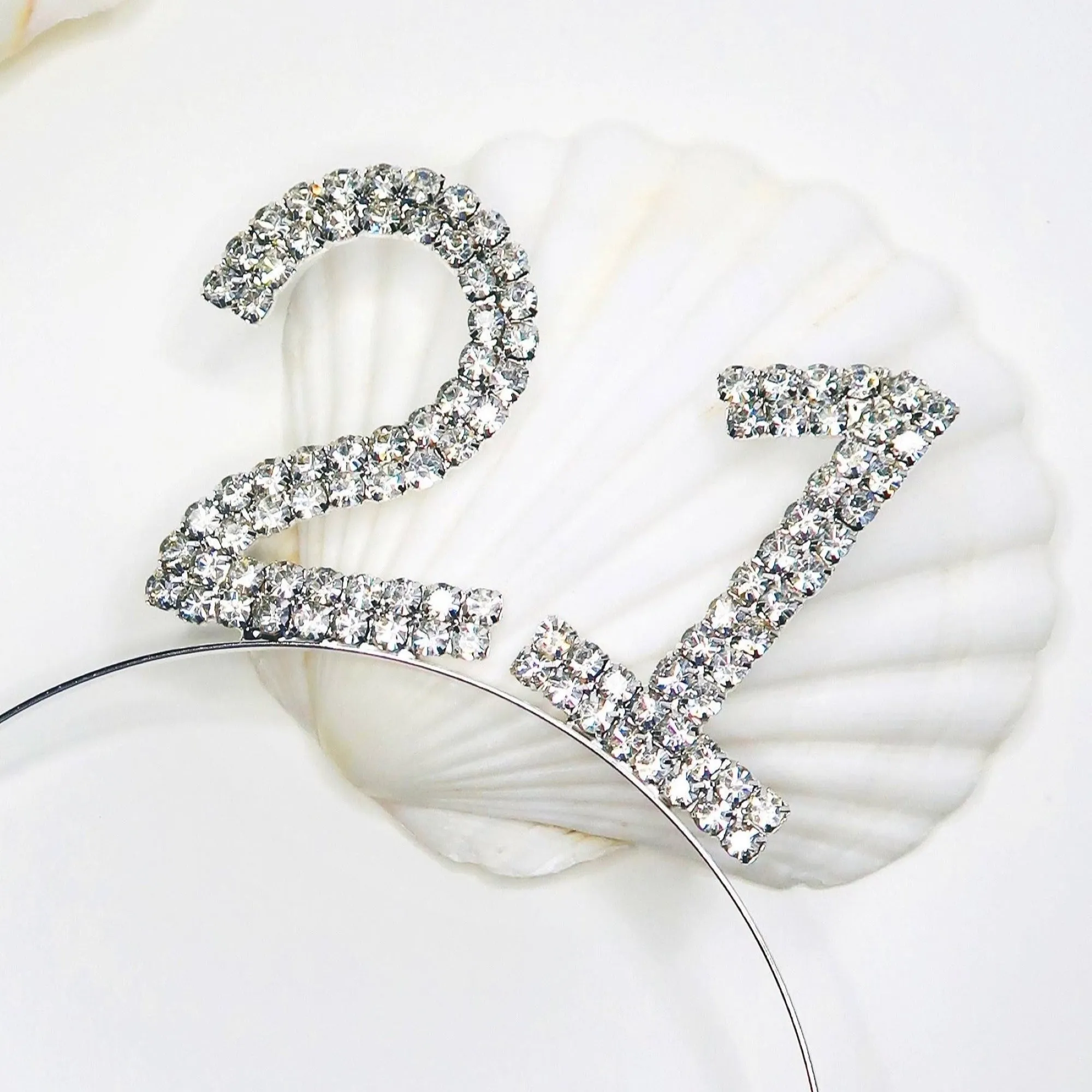 21st Birthday Headband in Silver