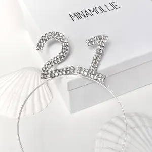 21st Birthday Headband in Silver