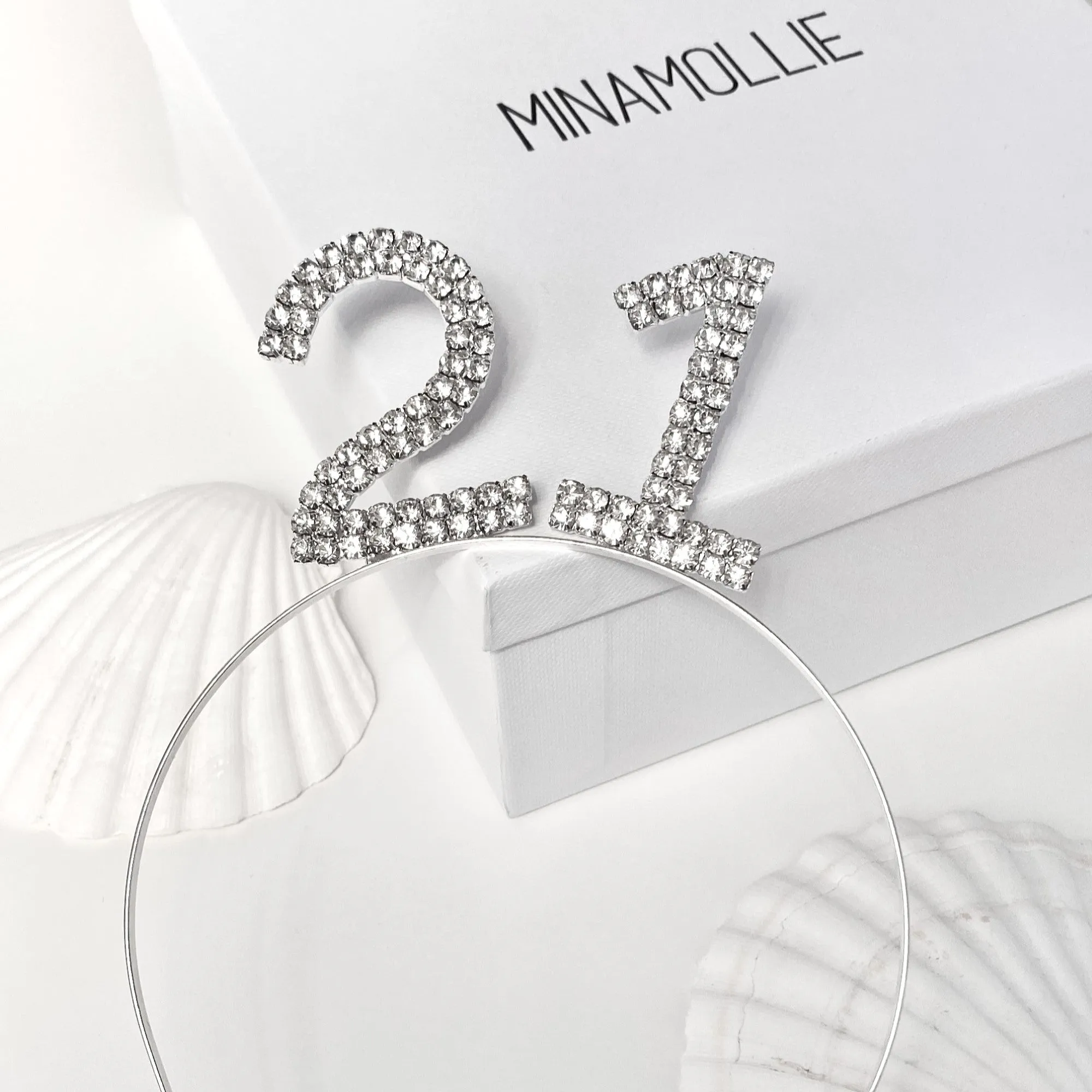 21st Birthday Headband in Silver