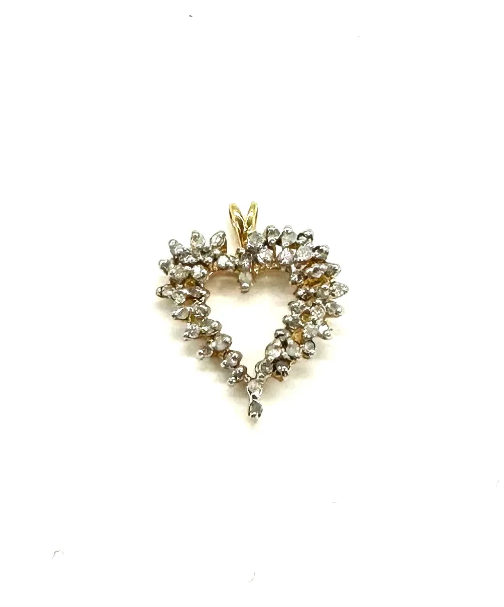 3/4 Ctw 3 Row Cluster Heart Pendant