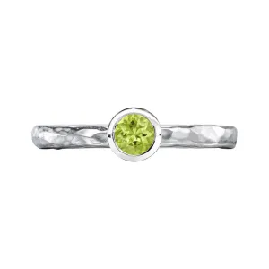 4mm Peridot Hammered Twinkle Ring