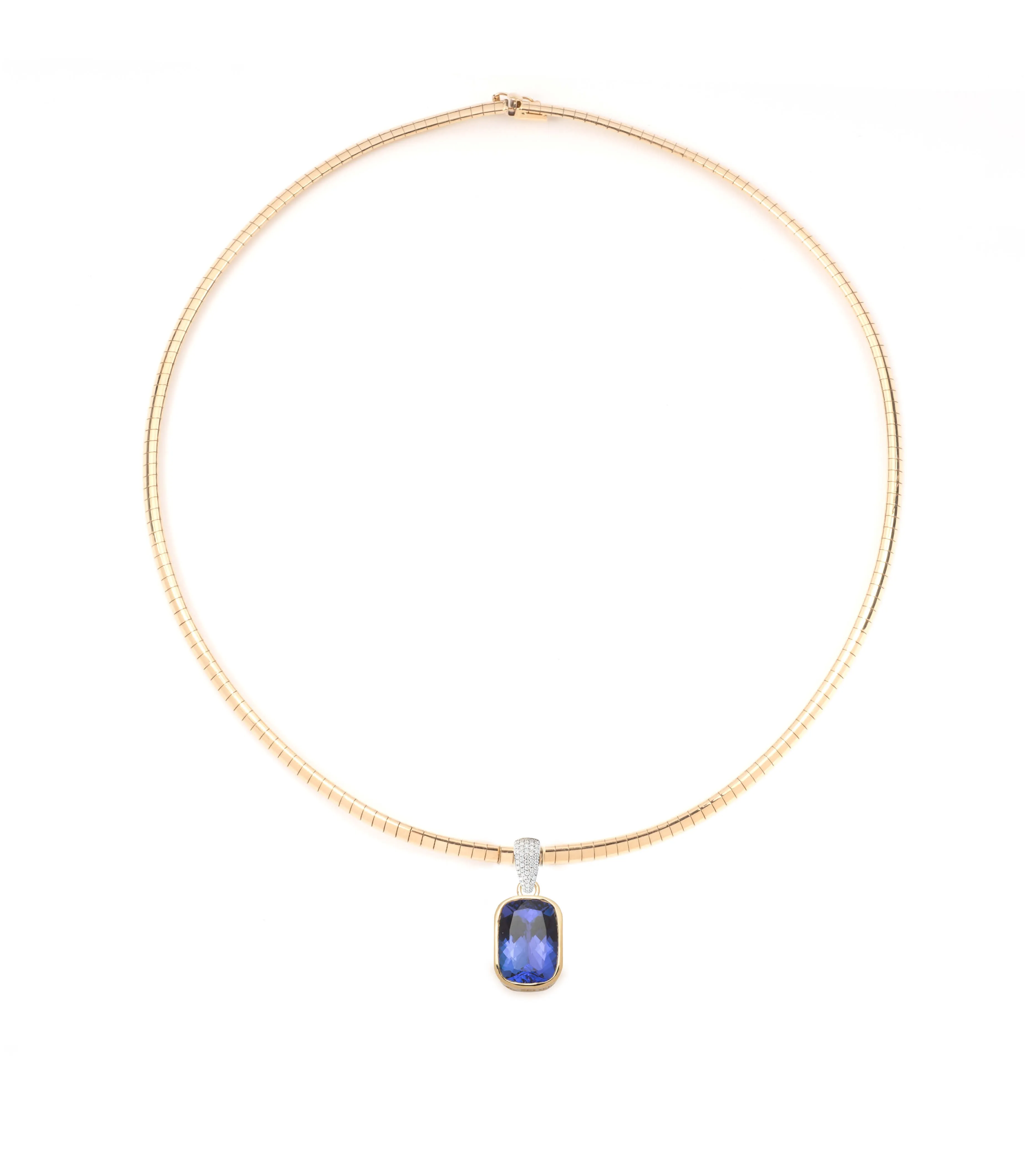 6.65 ct Tanzanite - Internal Compass : One-of-a-Kind Small Sleek Collar Necklace