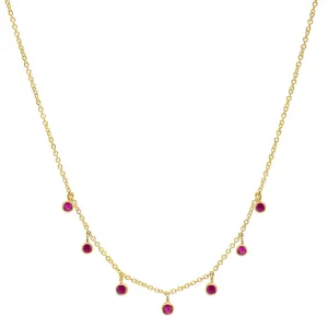 7 Mini Ruby Bezel Dangle Necklace