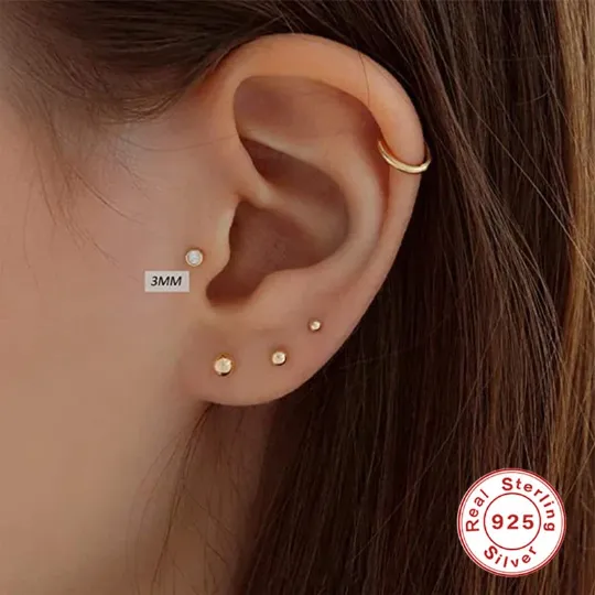 925 Sterling Silver Tiny Studs for women