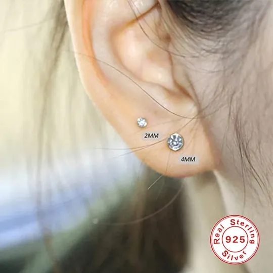 925 Sterling Silver Tiny Studs for women