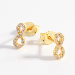 925 Sterling Silver Zircon Number 8 Stud Earrings