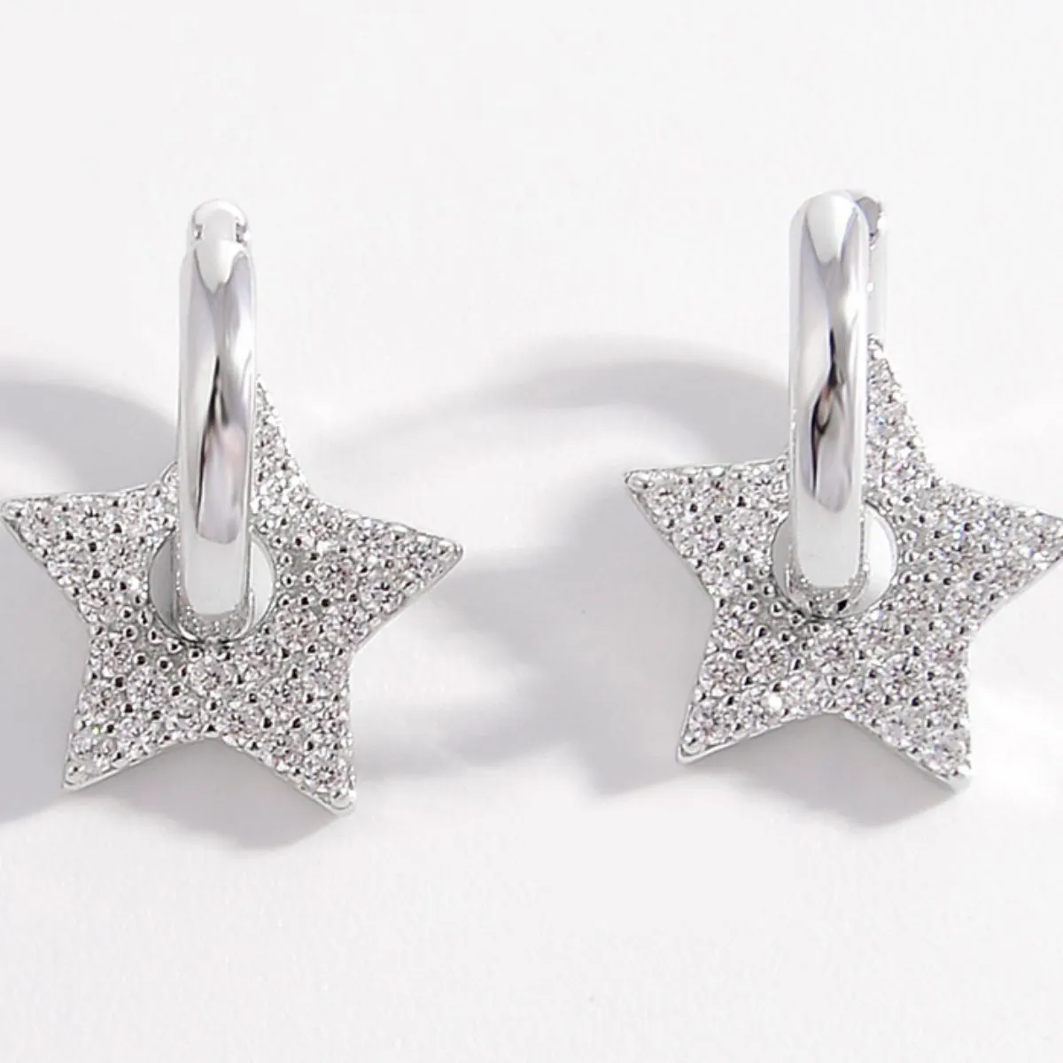 925 Sterling Silver Zircon Star Earrings