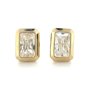 9ct Yellow Gold Bezel Set Cz Stud Earrings