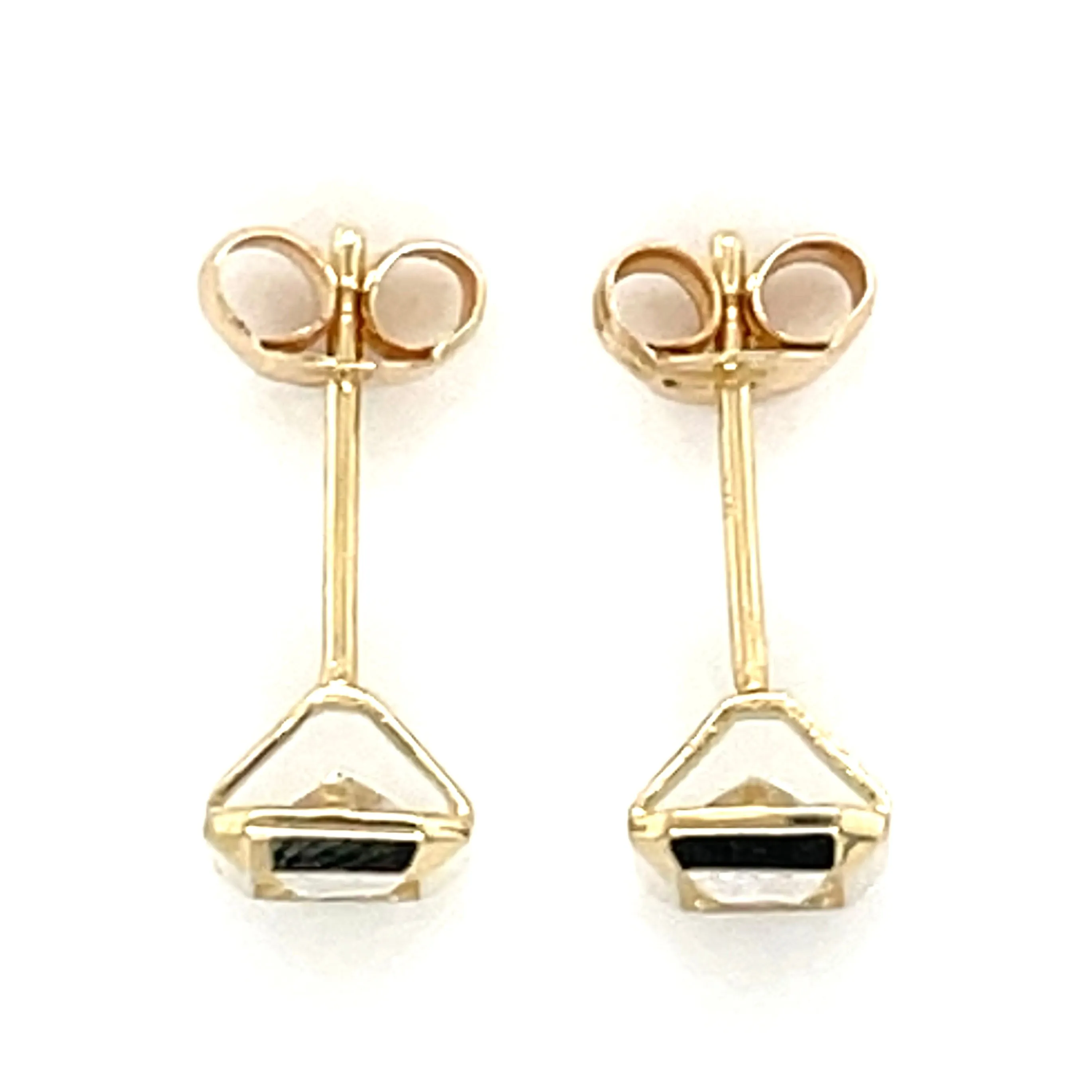 9ct Yellow Gold Bezel Set Cz Stud Earrings