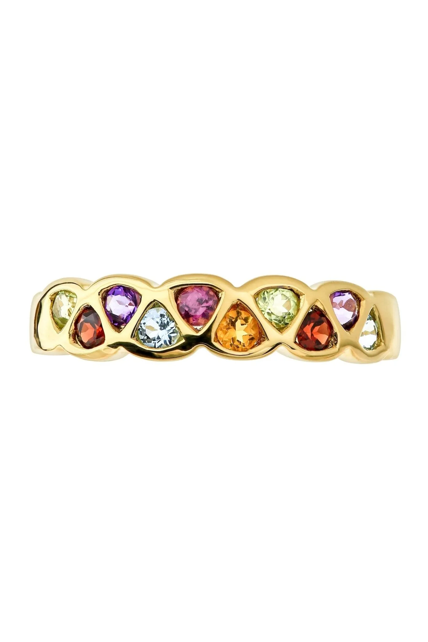 9ct Yellow Gold Multi Gemstone Ring