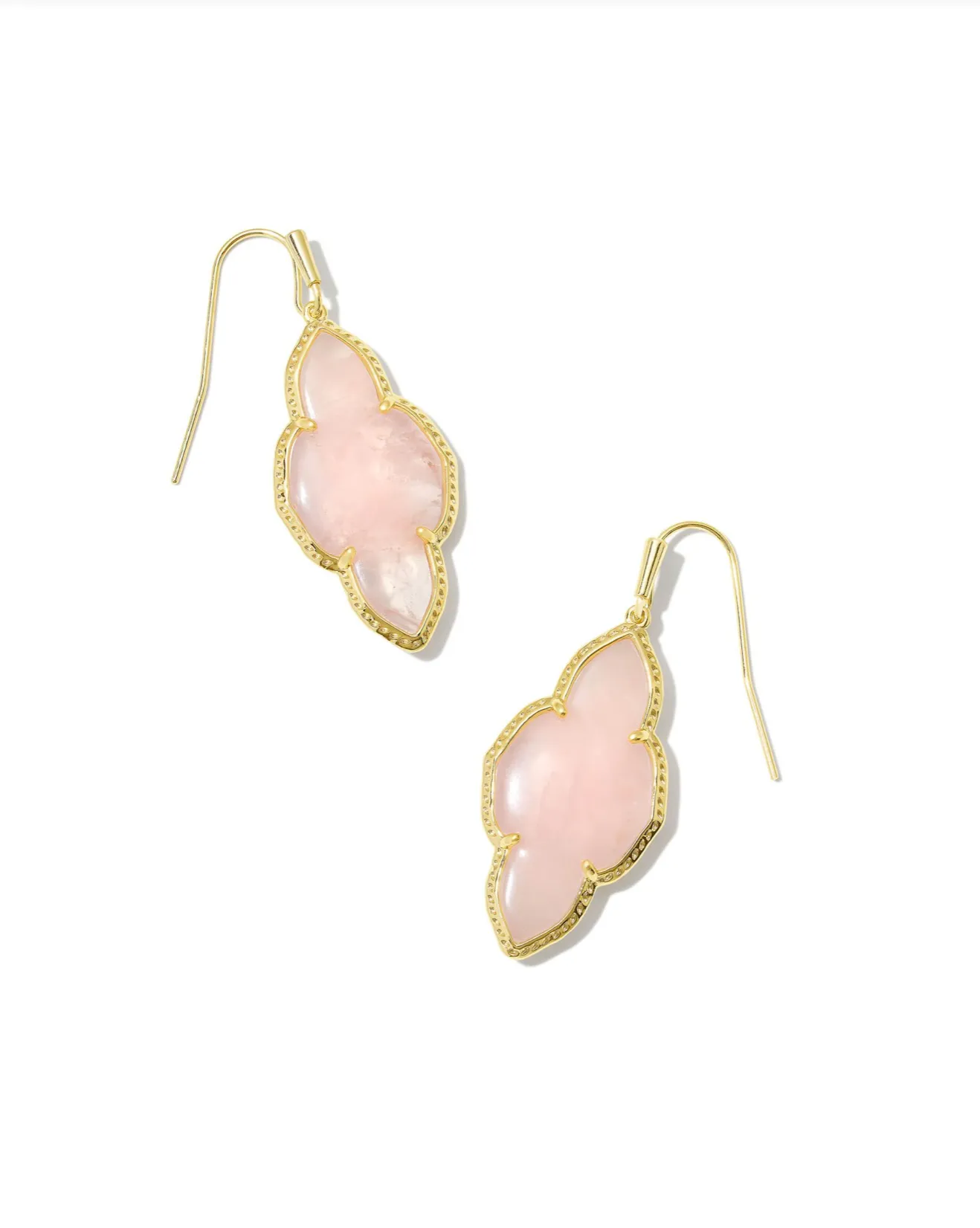 Abbie Drop Earrings in Gold Rose Quartz by Kendra Scott