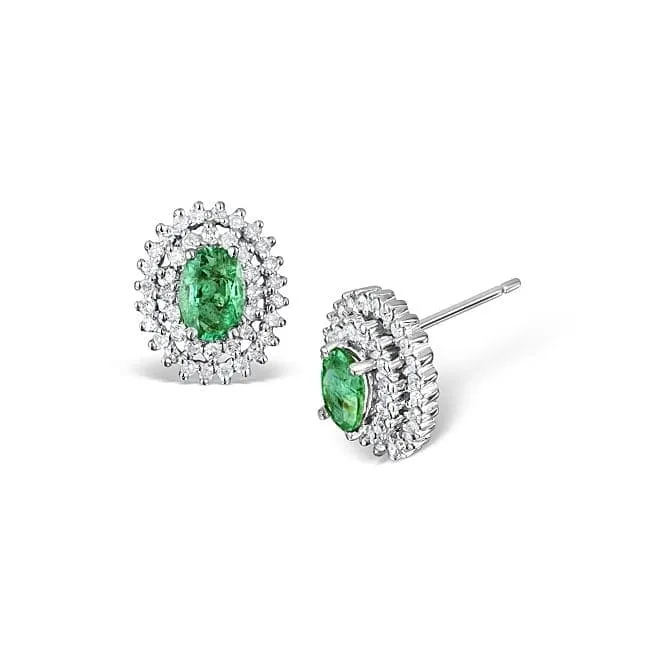 Acotis Diamonds 9K White Gold 0.51ct Diamond Emerald Earrings F2264