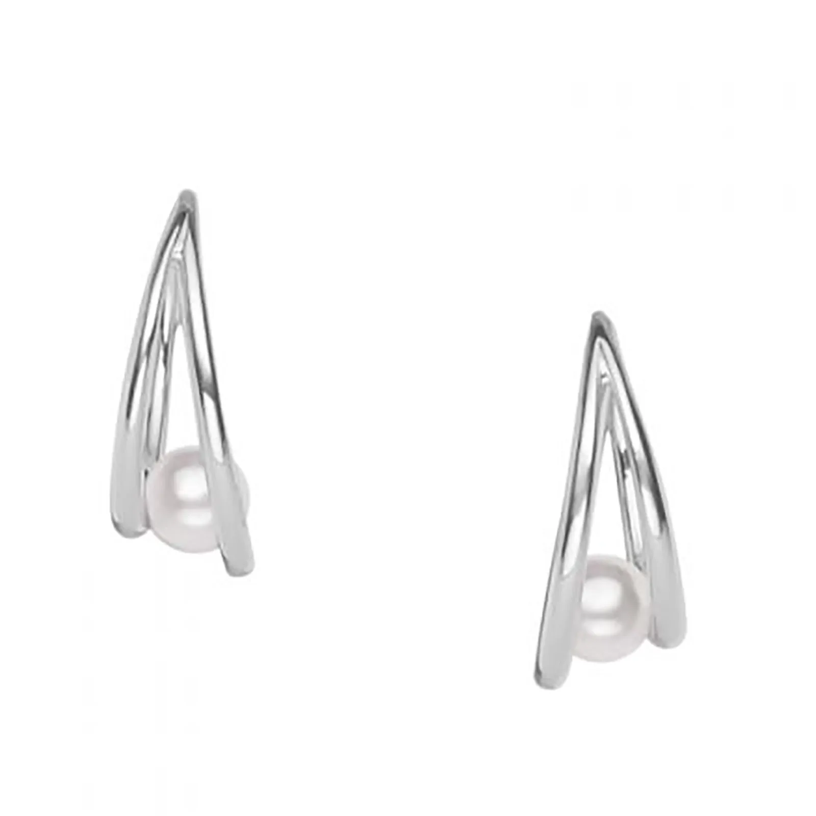 Akoya Cultured Pearl Earrings in White Gold