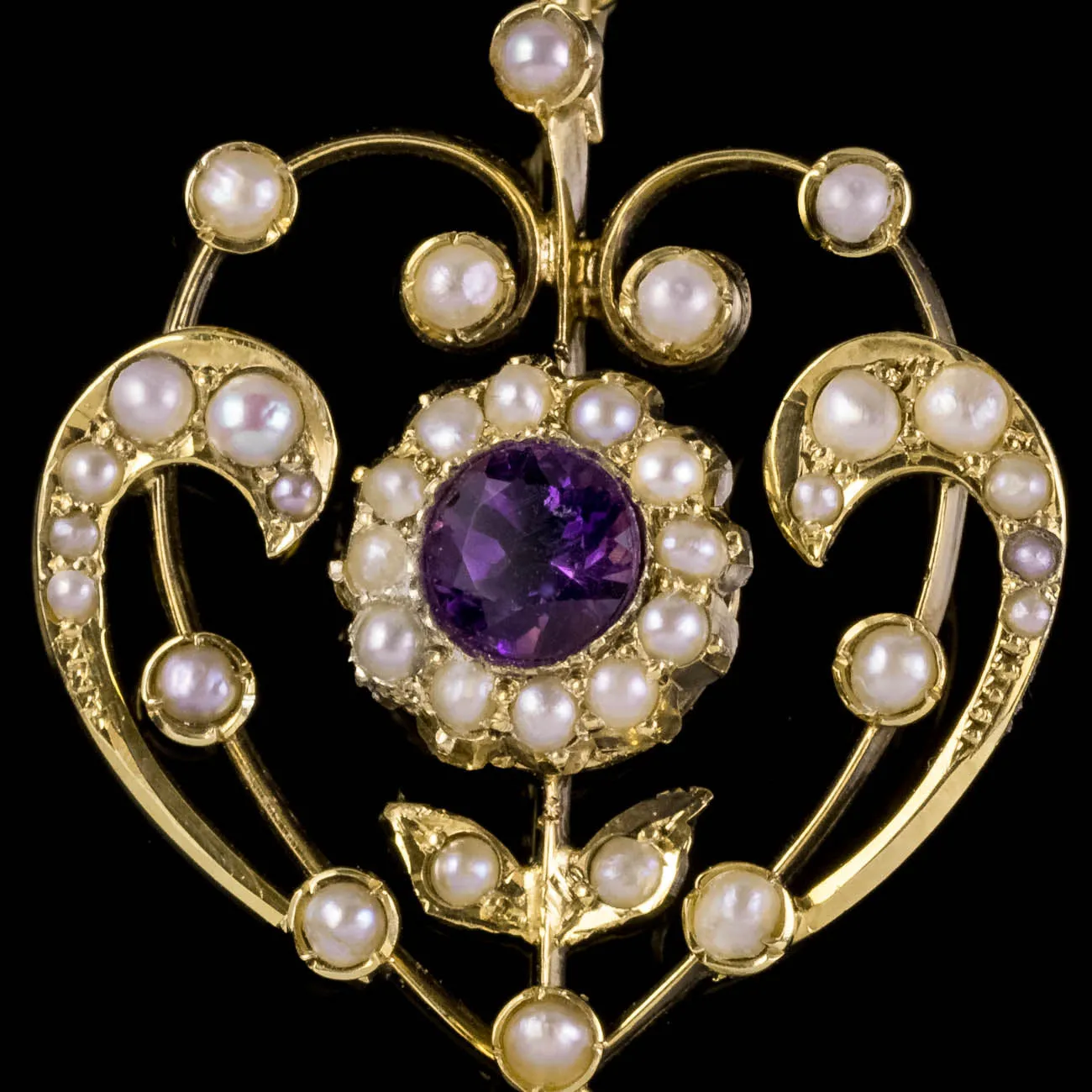 Antique Edwardian Suffragette Floral Pendant 18Ct Gold Amethyst Peridot Circa 1910