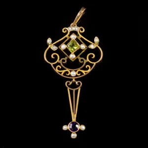 Antique Edwardian Suffragette Pendant 9Ct Yellow Gold Circa 1910