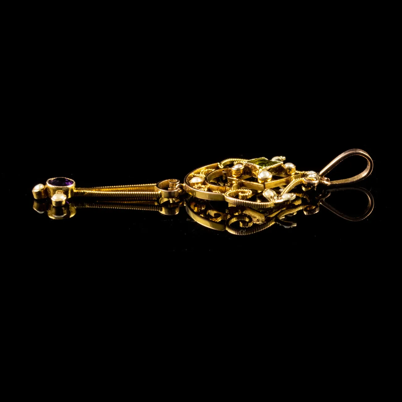 Antique Edwardian Suffragette Pendant 9Ct Yellow Gold Circa 1910