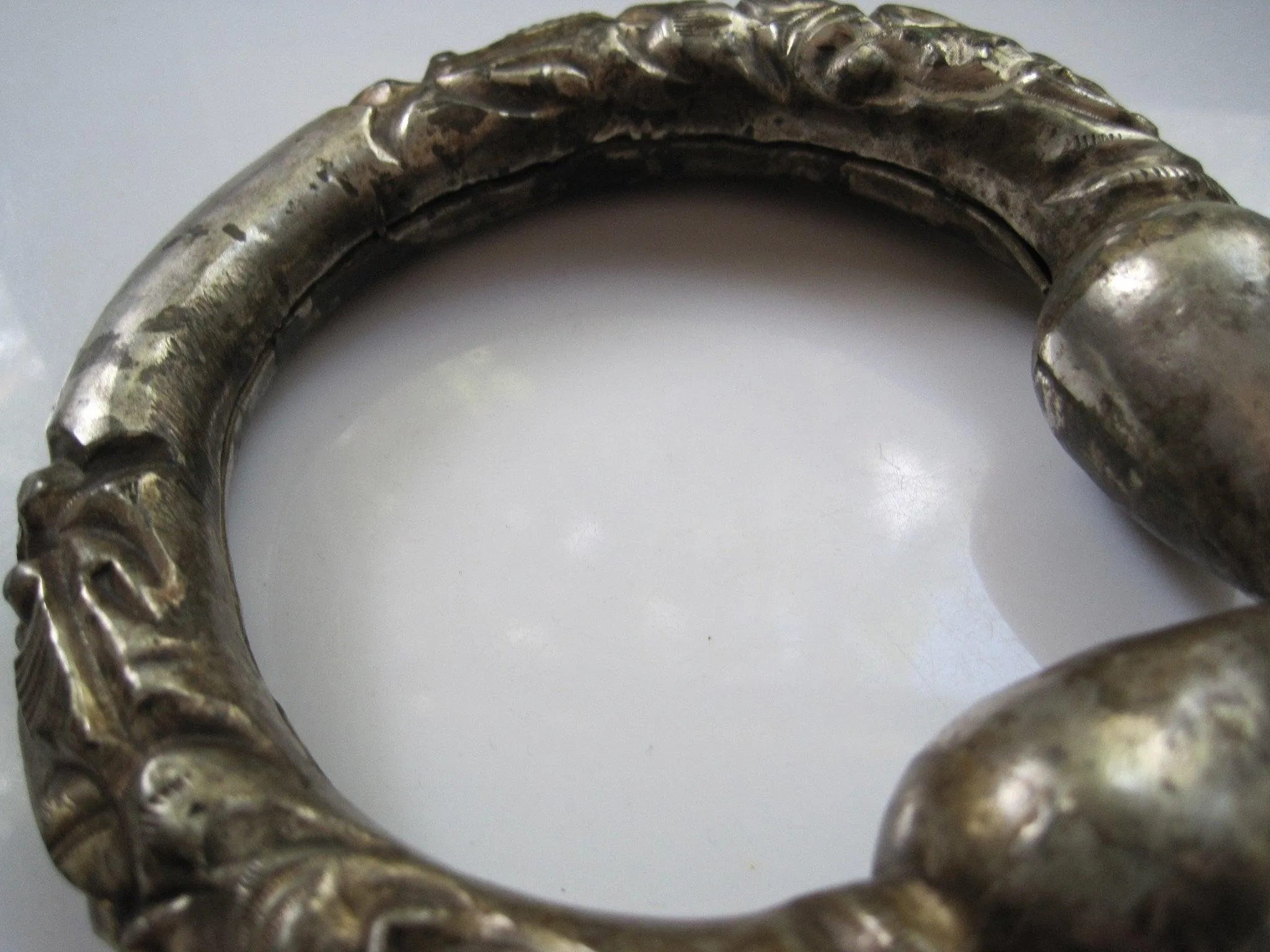 Antique Silver Nepal Double Makara Anklet or Foot Bracelet