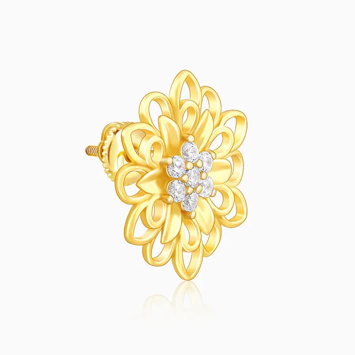 Anushka Sharma Golden Blooming Flower Stud Earrings