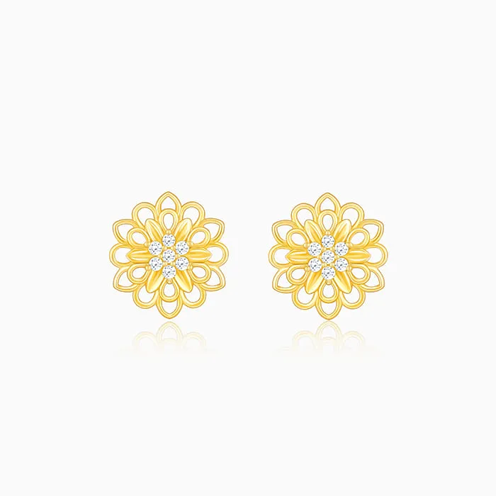 Anushka Sharma Golden Blooming Flower Stud Earrings