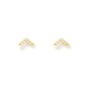 Arrow Gold and Zircon Stud Earrings