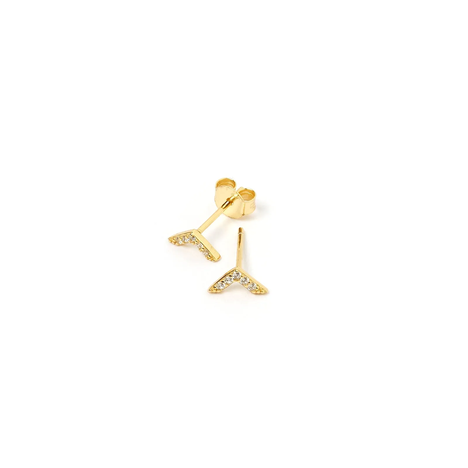 Arrow Gold and Zircon Stud Earrings