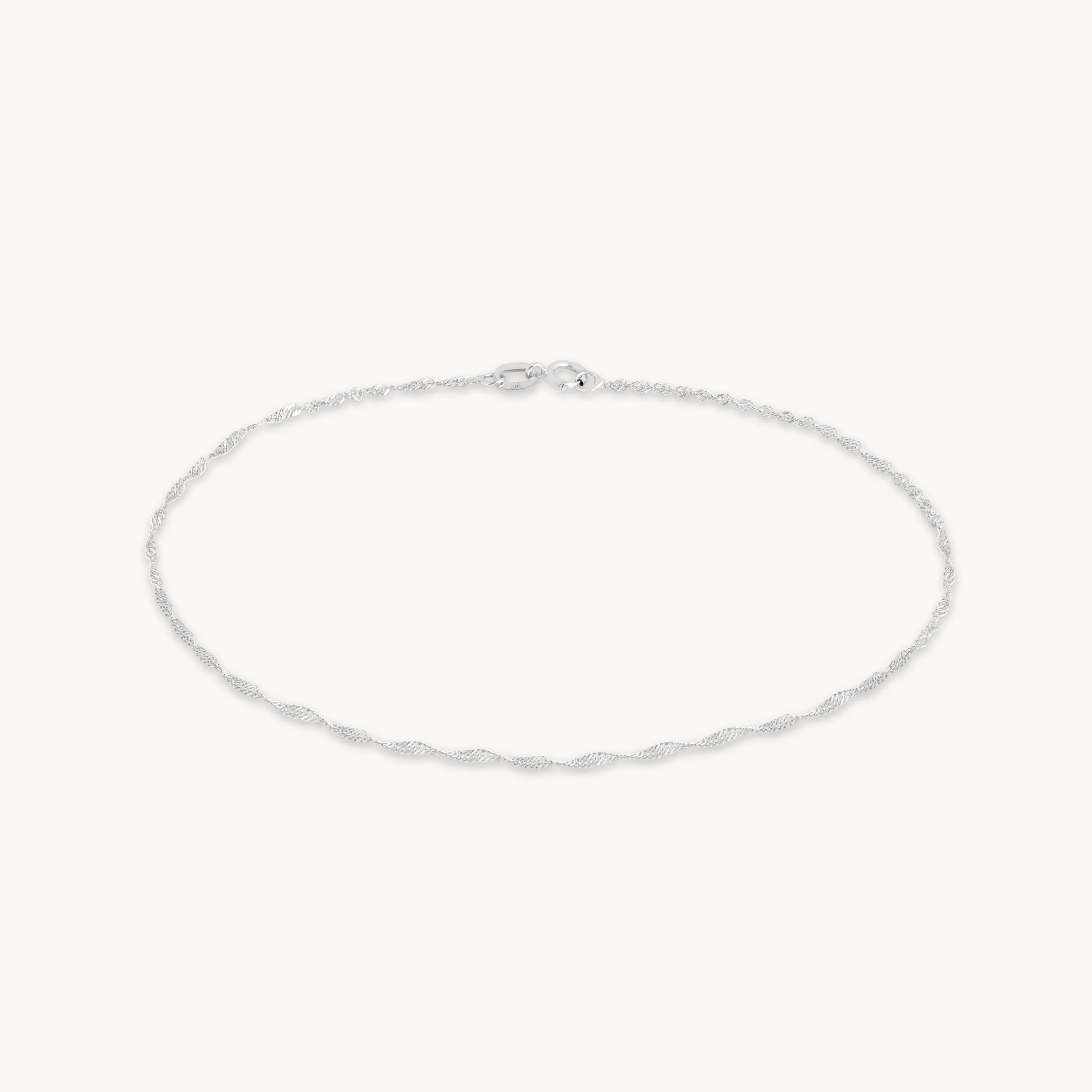 Astrid Chain Anklet in Solid White Gold