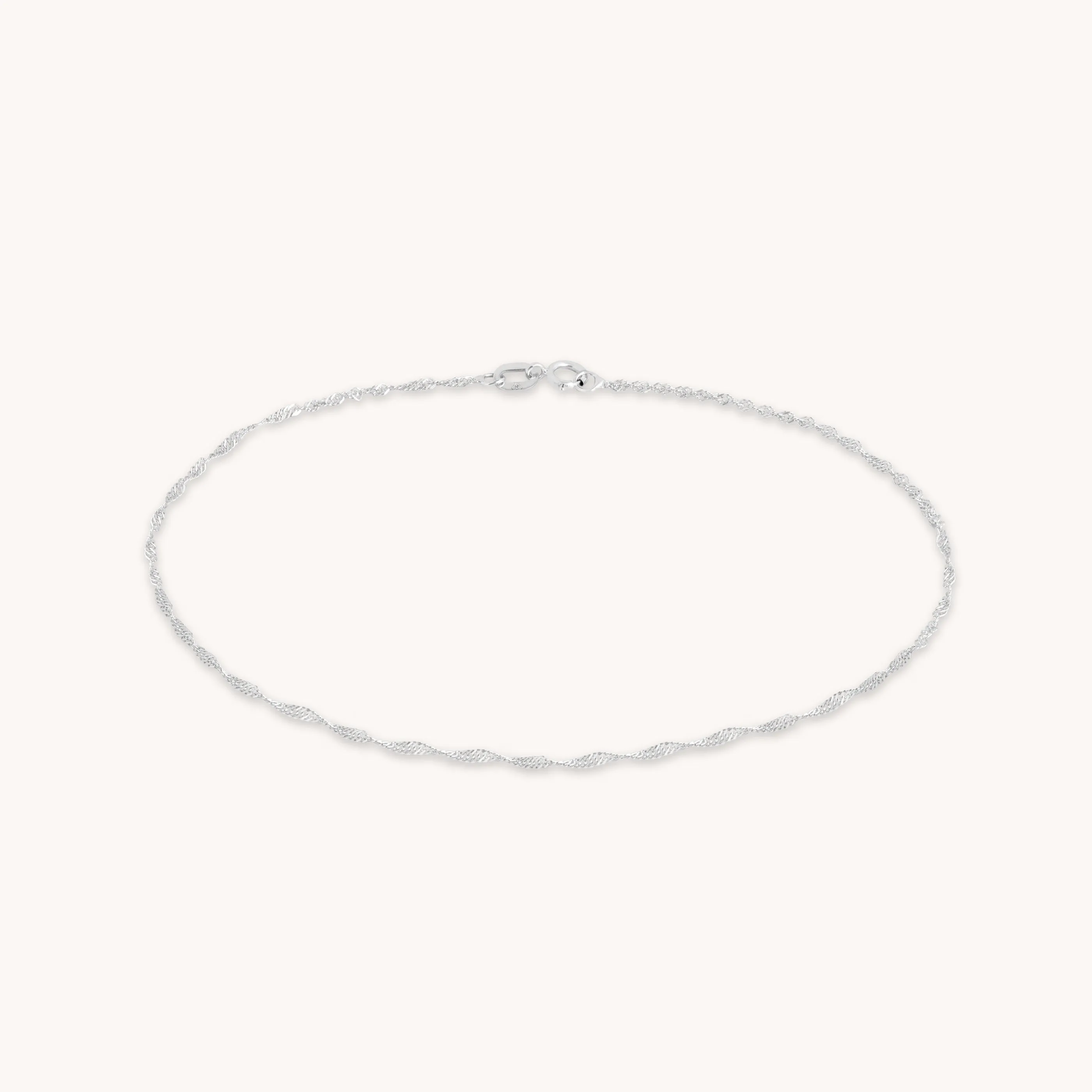 Astrid Chain Anklet in Solid White Gold