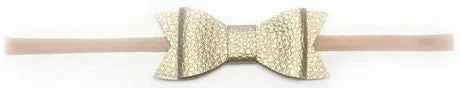 Baby Bling Leather Bow Tie Skinny Headband (20  Colors)