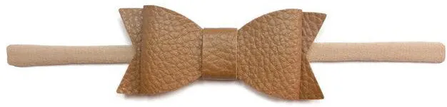 Baby Bling Leather Bow Tie Skinny Headband (20  Colors)