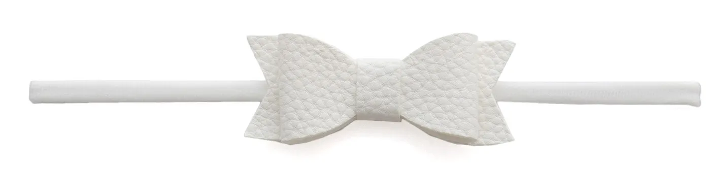 Baby Bling Leather Bow Tie Skinny Headband (20  Colors)