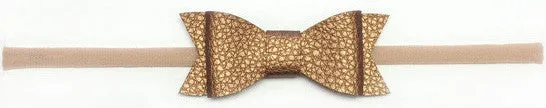 Baby Bling Leather Bow Tie Skinny Headband (20  Colors)