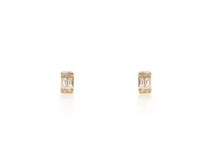 Baguette Emerald Shaped Rose Gold Studs