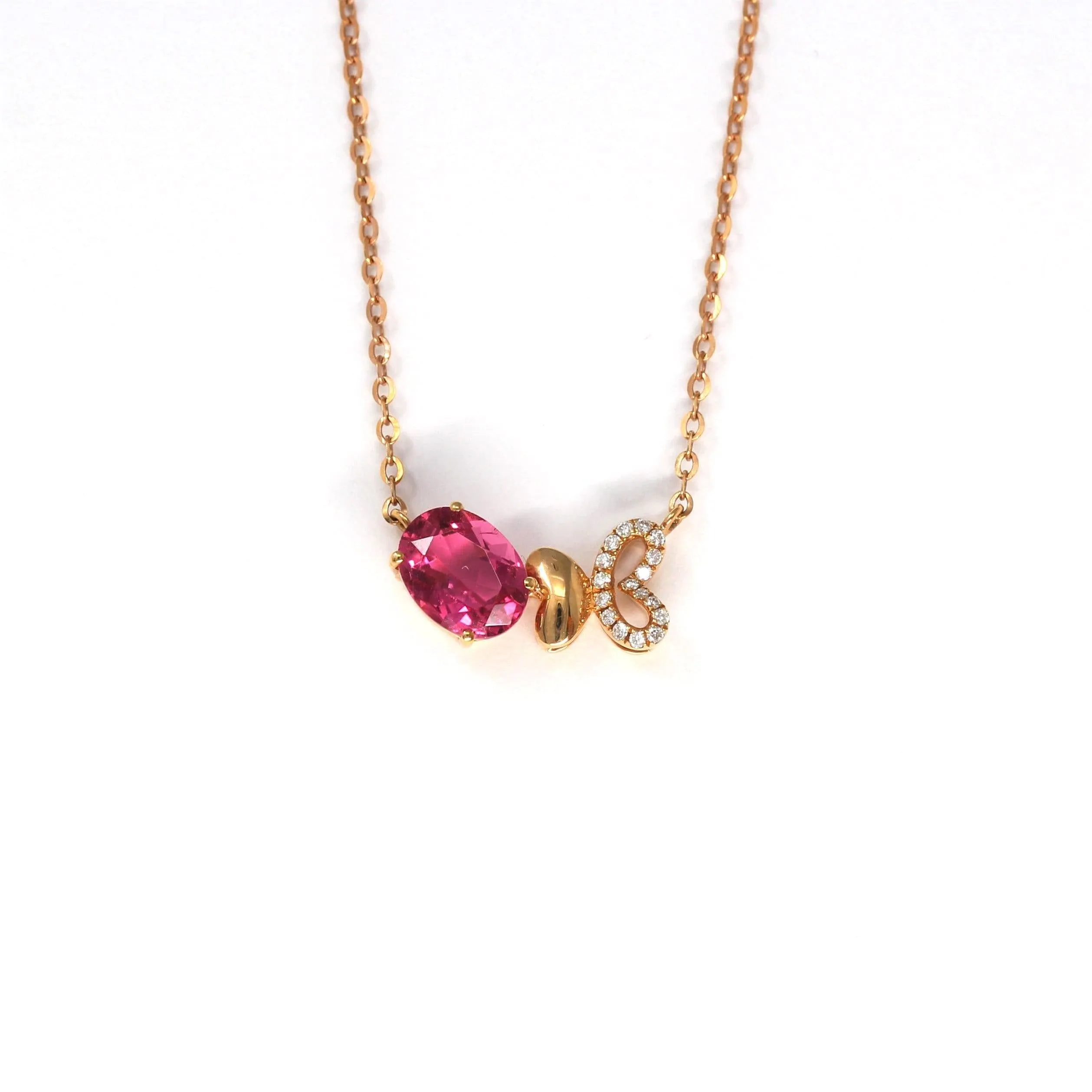 Baikalla™ "Butterfly Tourmaline" 18K Rose Gold Baby Pink Tourmaline & 1/5 CTW Diamond Pendant Necklace