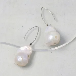 Baroque Pearl Silver Tone Hook Earrings