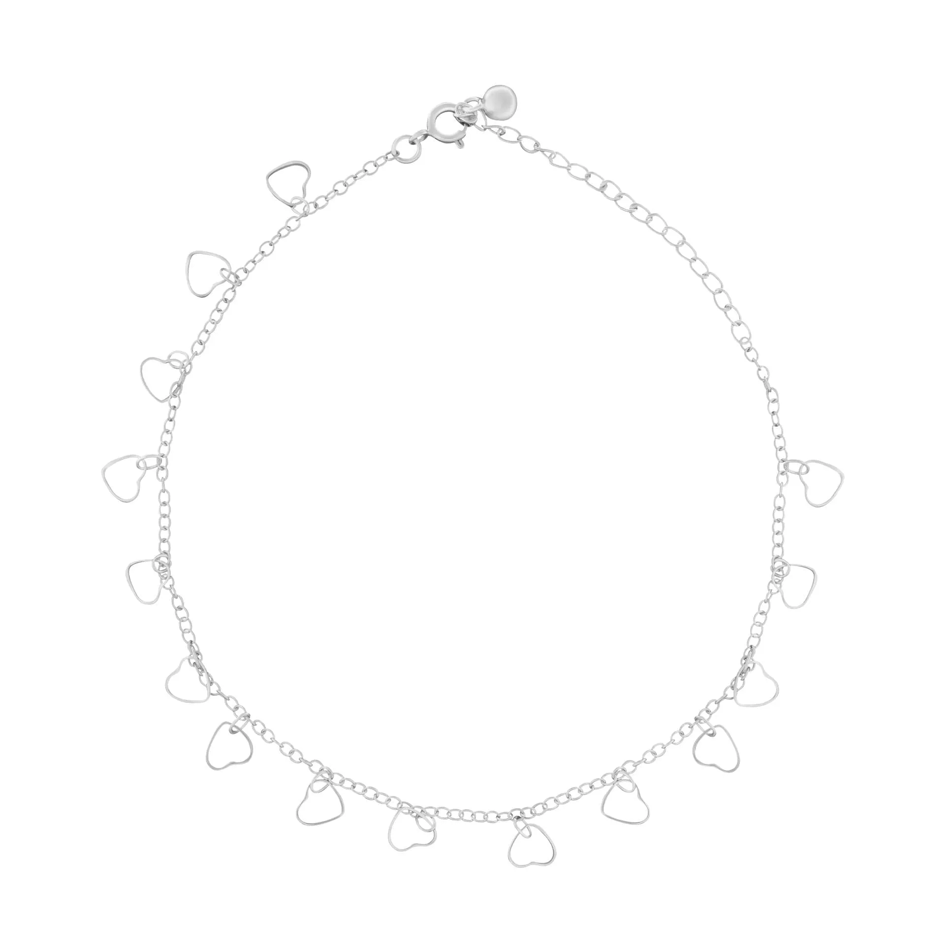 Beginnings Sterling Silver Cutout Heart 23 5.5cm Ankle Chain K016