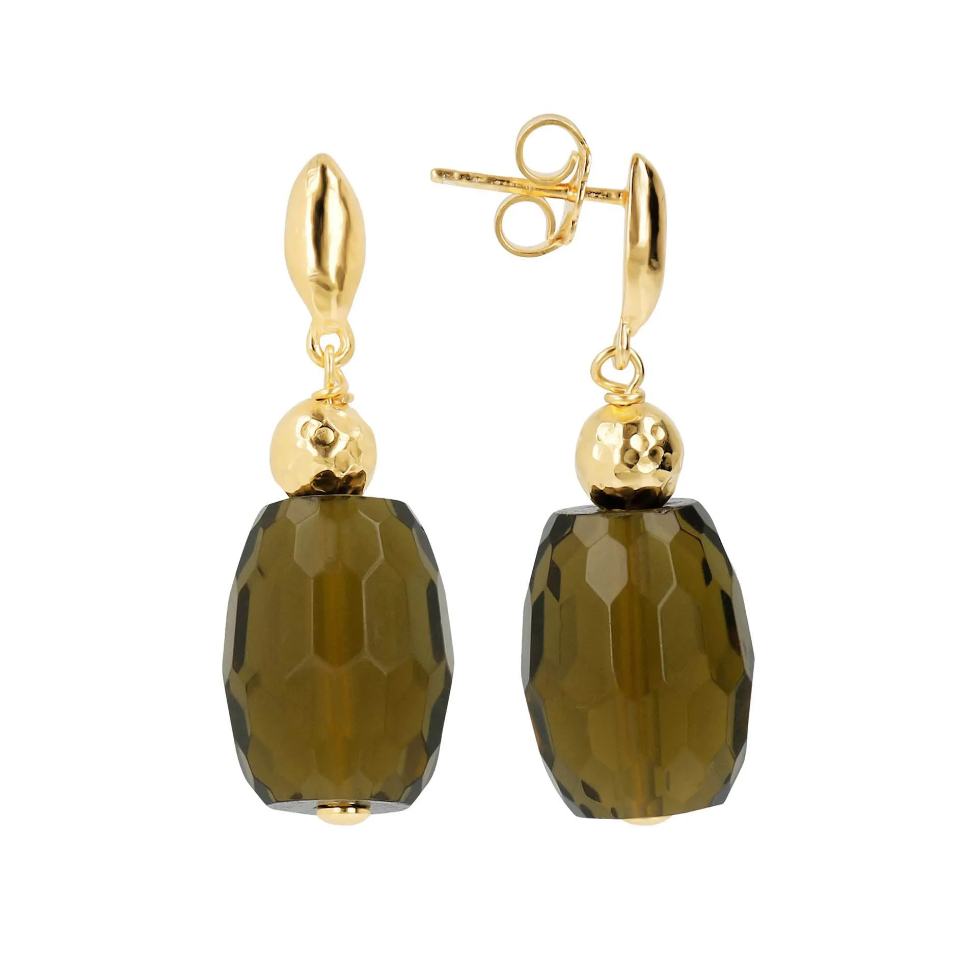 Bellissimo Bronzo Faceted Smoky Quartz Earrings