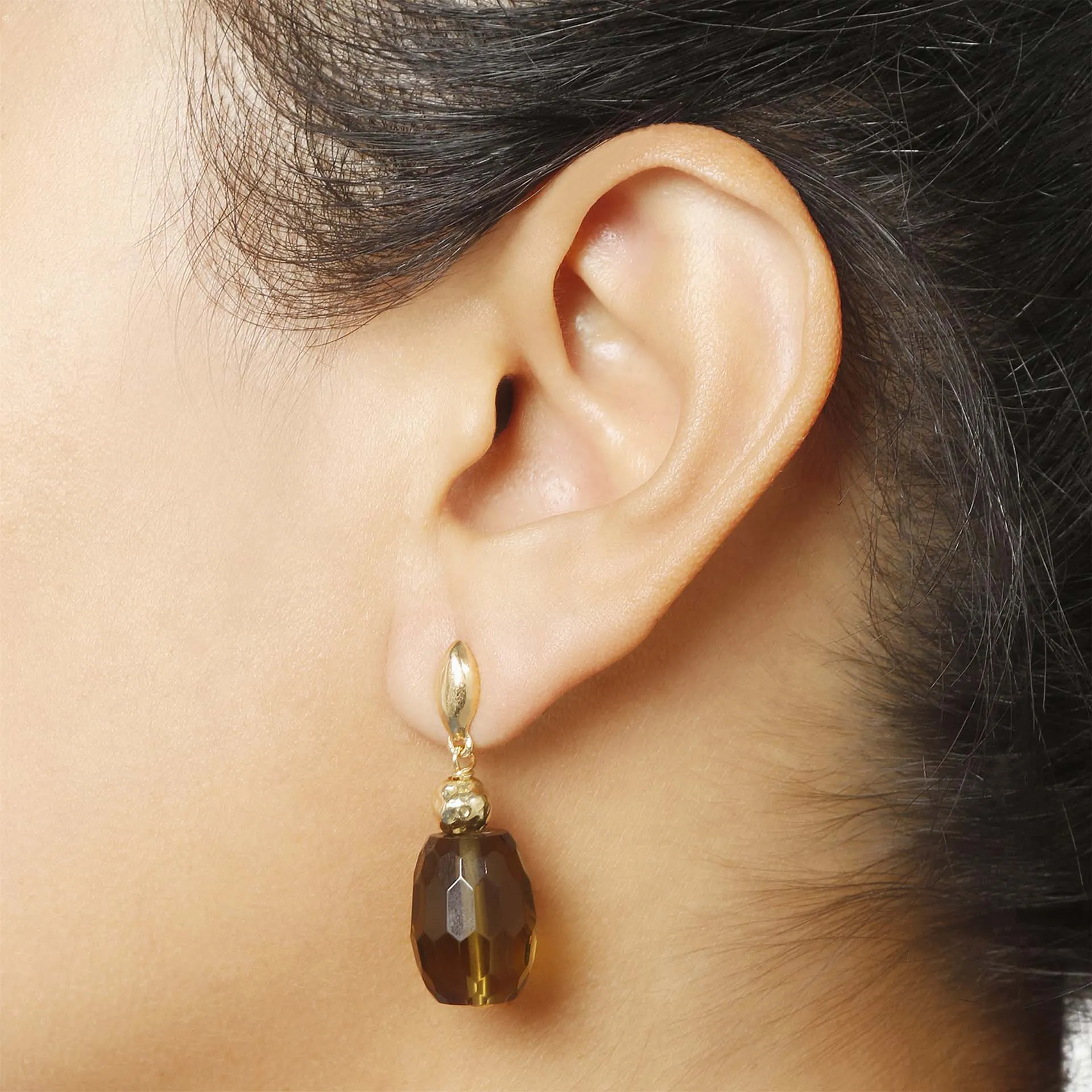 Bellissimo Bronzo Faceted Smoky Quartz Earrings