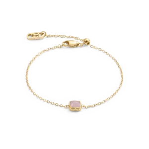 Birthstone October Bracelet Rose Quartz Gold